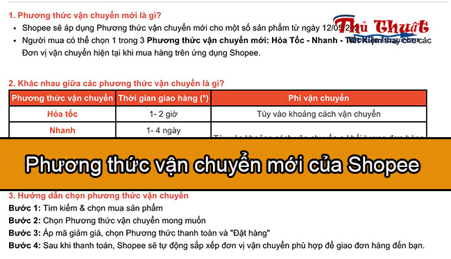 Phương thức vận chuyển mới của Shopee Phương thức vận chuyển mới của Shopee
