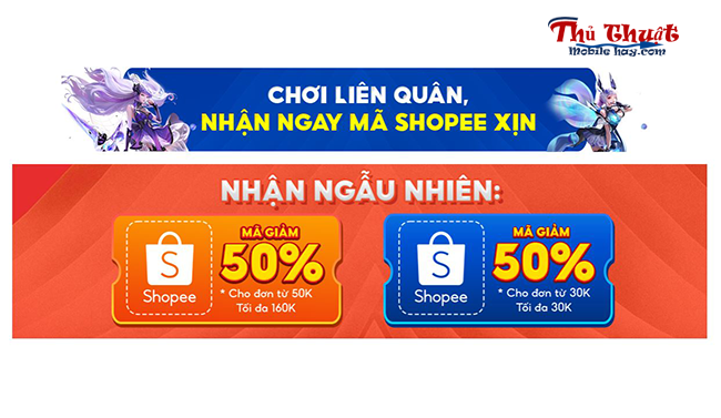 Chơi Liên Quân nhận mã Shopee Xịn