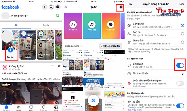 tai sao story facebook khong co phan binh luan?