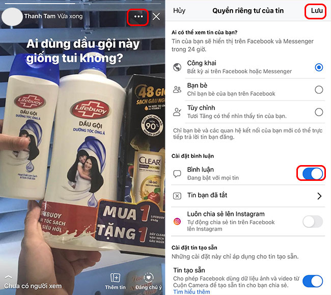 tai sao story facebook khong co phan binh luan?