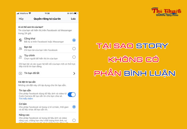 tai sao story facebook khong co phan binh luan?