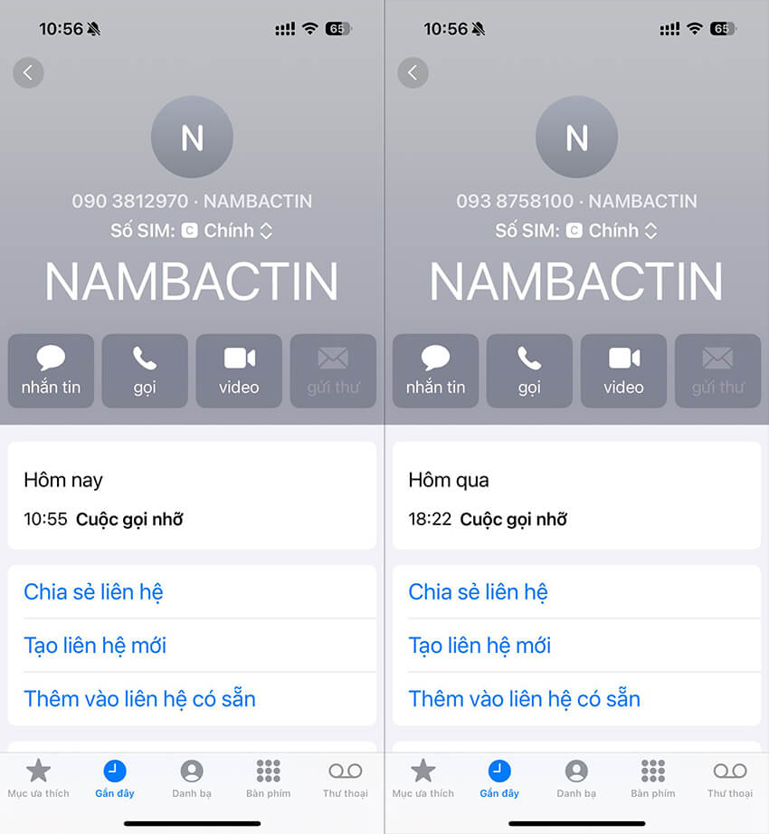 Số điện thoại NAMBACTIN