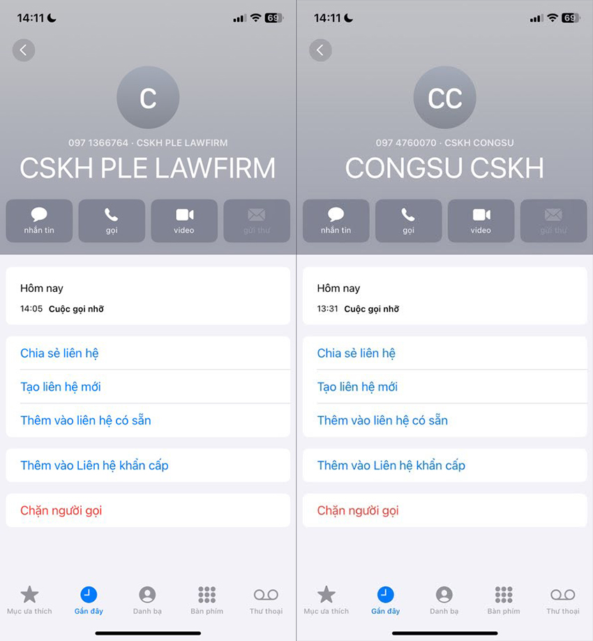 Số điện thoại CSKH PLE LAW FIRM và số CSKH CONG SU là cùng 1 công ty