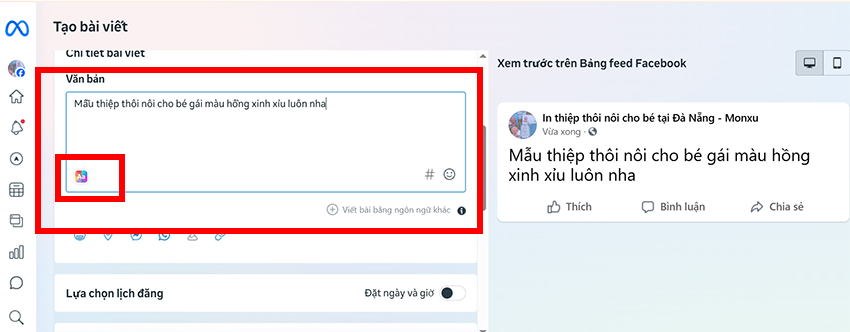 Cách viết text trên nền đỏ kèm hình ảnh trên Facebook