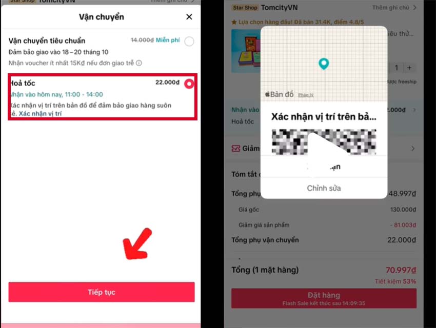 Cách đặt ship hỏa tốc trên Tiktok