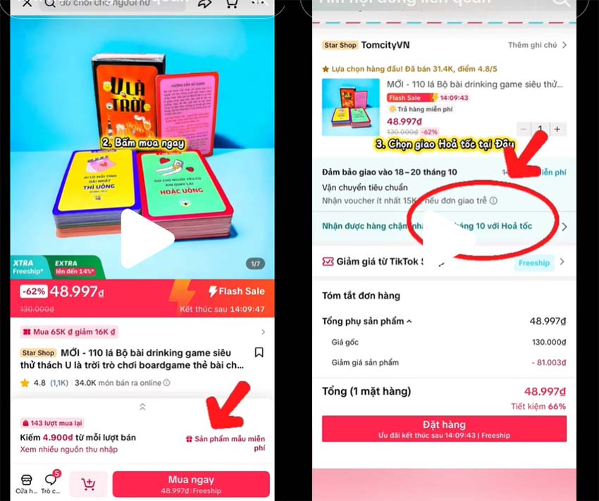 Cách đặt ship hỏa tốc trên Tiktok