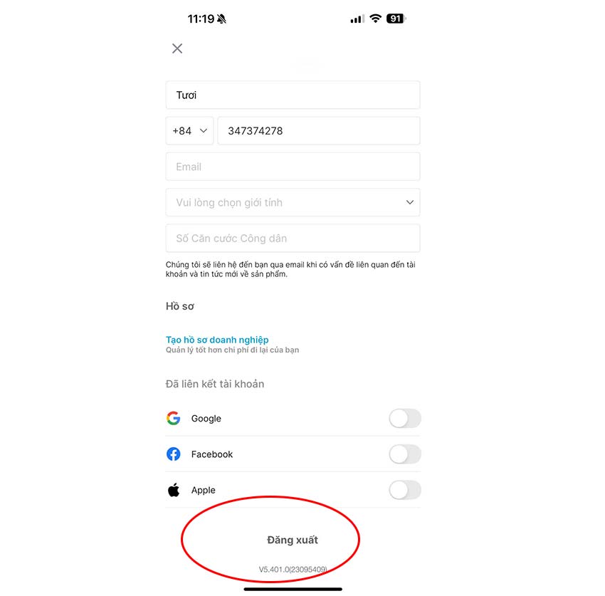 Cách đăng xuất Grab trên điện thoại