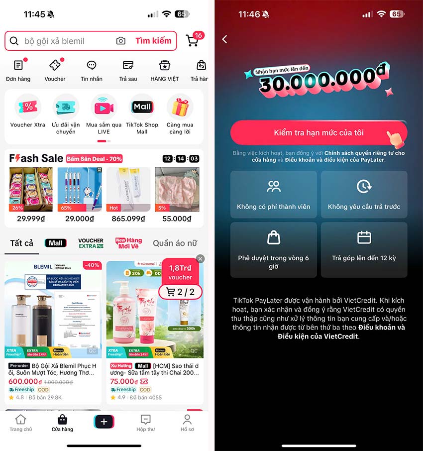Cách mở Tiktok Paylater