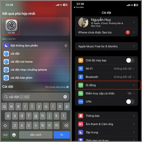 Bật Dữ Liệu Mạng Iphone