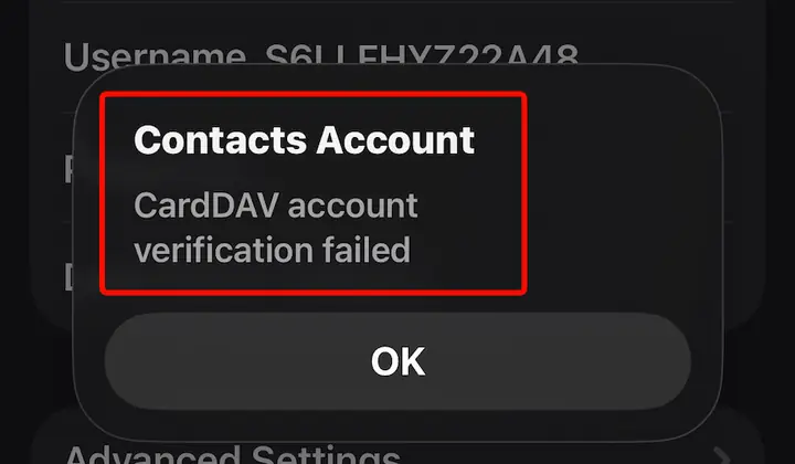 Carddav Account Verification Failed Iphone Carddav Account Verification Failed Iphone