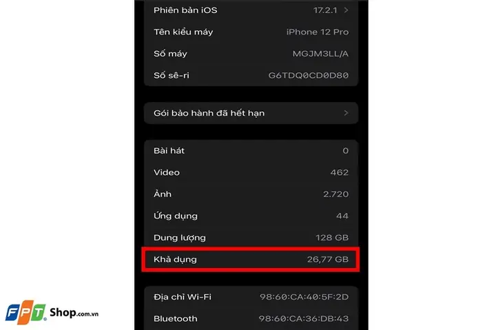 Dung Lượng Khả Dụng Iphone