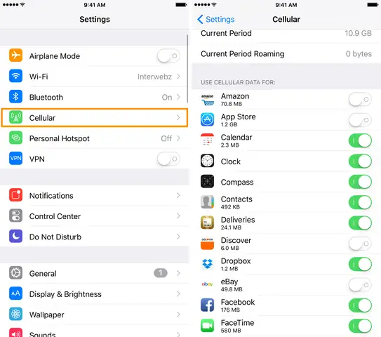 Turn Off Cellular Data Iphone