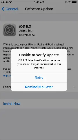 Iphone Unable To Verify Update