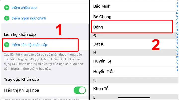 Liên Hệ Khẩn Cấp Iphone