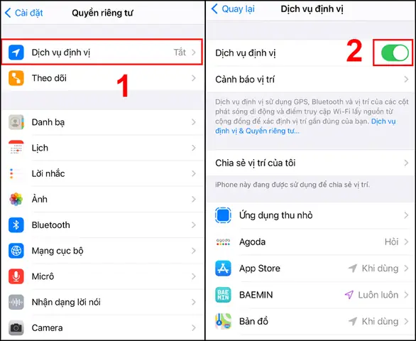 Mở Vị Trí Trên Iphone