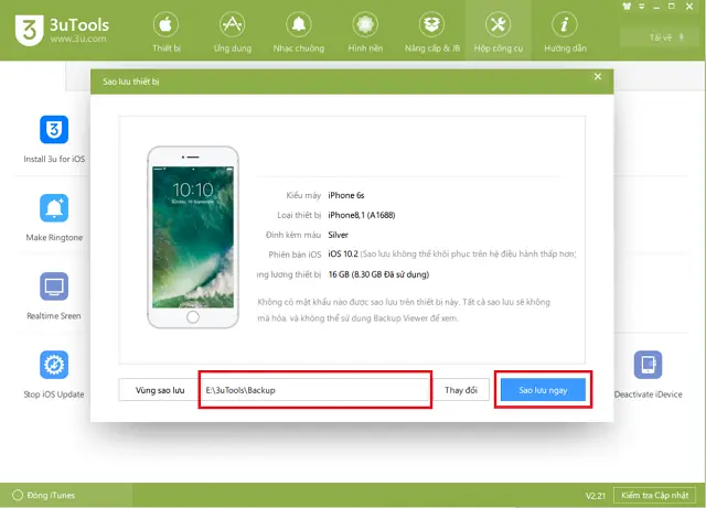 Sao Lưu Iphone Bằng 3utool
